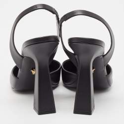 Pre Owned Versace Black Leather La Medusa Slingback Pumps Size 40