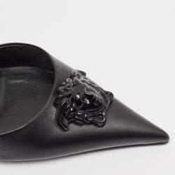 Pre Owned Versace Black Leather La Medusa Slingback Pumps Size 40