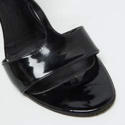 Versace Black Patent Leather and Animal Print Calf Hair Sandals Size 38.5
