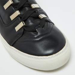 مملوكة مسبقًا حذاء رياضي فيرساتشي جلد أسود ميدوسا عنق عالي مقاس 39