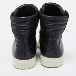 مملوكة مسبقًا حذاء رياضي فيرساتشي جلد أسود ميدوسا عنق عالي مقاس 39