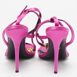 Versace Pink Satin Crystal Embellished Ankle Strap Sandals Size 40