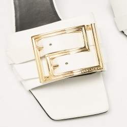 Versace White Leather Buckle Slide Sandals Size 36