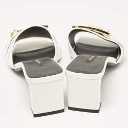 Versace White Leather Buckle Slide Sandals Size 36