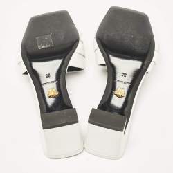 Versace White Leather Buckle Slide Sandals Size 36