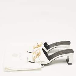 Versace White Leather Buckle Slide Sandals Size 36