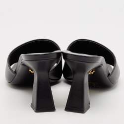 Versace Black Leather La Medusa Slide Sandals Size 39