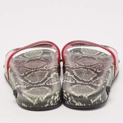 Versace Pink PVC Logo Flat Slides Size 36