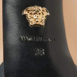 Versace Beige Leather Medusa Head Palazzo Platform Pumps Size 38