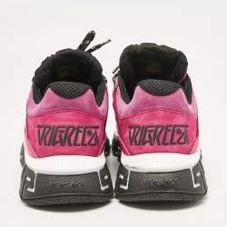 مملوكة مسبقًا Versace Pink/Purple Leather and Canvas Trigreca Sneakers Size 40