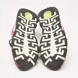 مملوكة مسبقًا Versace Pink/Purple Leather and Canvas Trigreca Sneakers Size 40