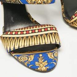 Versace Multicolor Canvas Flower Print Slide Sandals Size 38