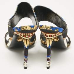 Versace Multicolor Canvas Flower Print Slide Sandals Size 38