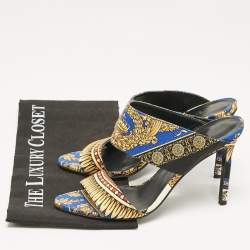 Versace Multicolor Canvas Flower Print Slide Sandals Size 38