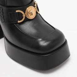 Pre Owned Versace Black Leather Medusa Embellished Platform Pumps Size 41