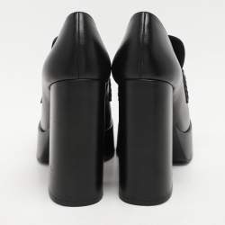 Pre Owned Versace Black Leather Medusa Embellished Platform Pumps Size 41