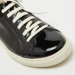 Versace Black Patent Leather Medusa Embellished Low Top Sneakers Size 38