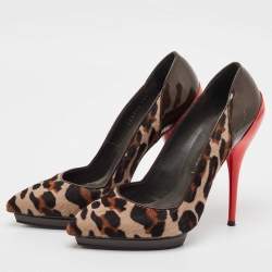 Versace Multicolor Calf Hair and Patent Leather Platform Pumps Size 37.5