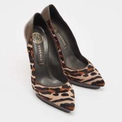 Versace Multicolor Calf Hair and Patent Leather Platform Pumps Size 37.5
