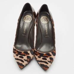 Versace Multicolor Calf Hair and Patent Leather Platform Pumps Size 37.5