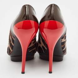 Versace Multicolor Calf Hair and Patent Leather Platform Pumps Size 37.5