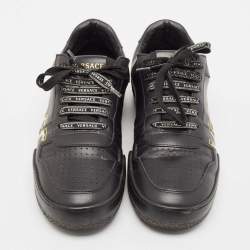 Versace Black Leather Floral Logo Low Top Sneakers Size 39