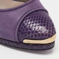 Versace Metallic Purple Python and Suede Platform Pumps Size 37