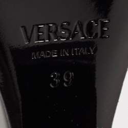 Pre Owned Versace Black Leather Platform Knee Length Boots Size 39
