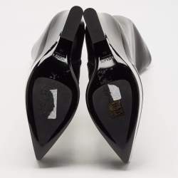 Pre Owned Versace Black Leather Platform Knee Length Boots Size 39