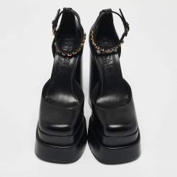 Versace Black Leather Medusa Aevitas Double Platform Pumps Size 39