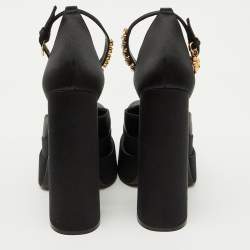 Versace Black Satin Medusa Aevitas Double Platform Pumps Size 38