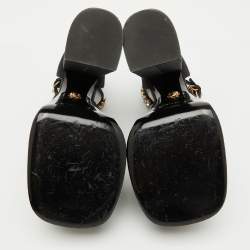 Versace Black Satin Medusa Aevitas Double Platform Pumps Size 38