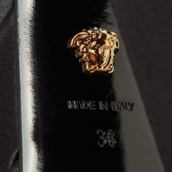 Versace Black Satin Medusa Aevitas Double Platform Pumps Size 38