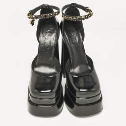 Versace Black Leather Medusa Aevitas Double Platform Pumps Size 40