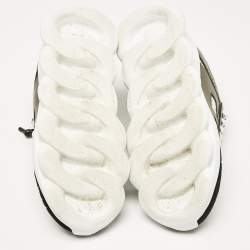 Versace Black/White Leather and Mesh Chain Reaction Sneakers Size 39