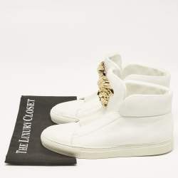 Versace White Leather Palazzo High Top Sneakers Size 41