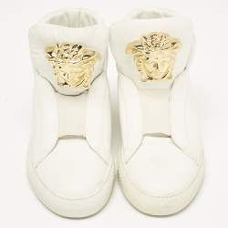 Versace White Leather Palazzo High Top Sneakers Size 41