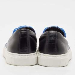 Versace Black/Blue Leather Palazzo Medusa Slip-On Sneakers Size  36