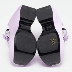 Versace Purple Satin Platform Wedge Ankle Strap Sandals Size 37