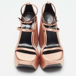Versace Gold Satin Platform Wedge Sandals Size 37