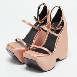Versace Gold Satin Platform Wedge Sandals Size 37