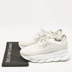 Versace White Suede and Leather Chain Reaction Sneakers Size 39