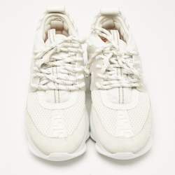 Versace White Suede and Leather Chain Reaction Sneakers Size 39