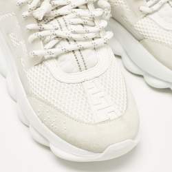 Versace White Suede and Leather Chain Reaction Sneakers Size 39
