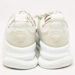 Versace White Suede and Leather Chain Reaction Sneakers Size 39