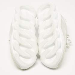 Versace White Suede and Leather Chain Reaction Sneakers Size 39