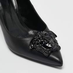 Versace Black Leather Medusa Pumps Size 38.5