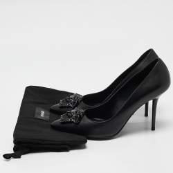 Versace Black Leather Medusa Pumps Size 38.5