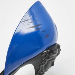 Versace Blue/Red Leather Medusa Heel Pumps Size 39