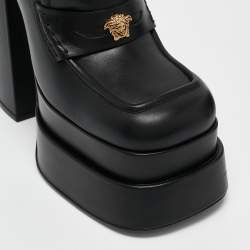 Versace Black Leather Medusa Aevitas Double Platform Pumps Size 41